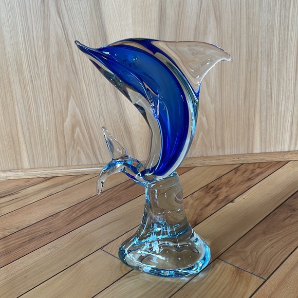 Vintage Large Murano Italian Art Glass Dolphin Sculpture - Picture 2 of 5